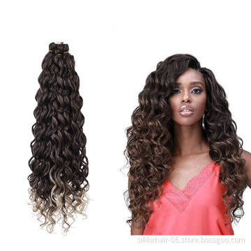 Hot Sale New 24 inch Ombre Gray Black Afro Curl Water Wave Braids Ocean Wave Curly Synthetic Crochet Braiding Hair Extension